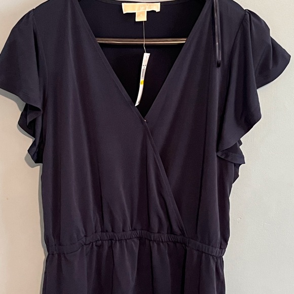 SELLING MICHAEL KORS BLOUSE SIZE M COLOR NAVY BLUE ELASTIC WAIST BAND FOR WOMEN - Picture 2 of 13